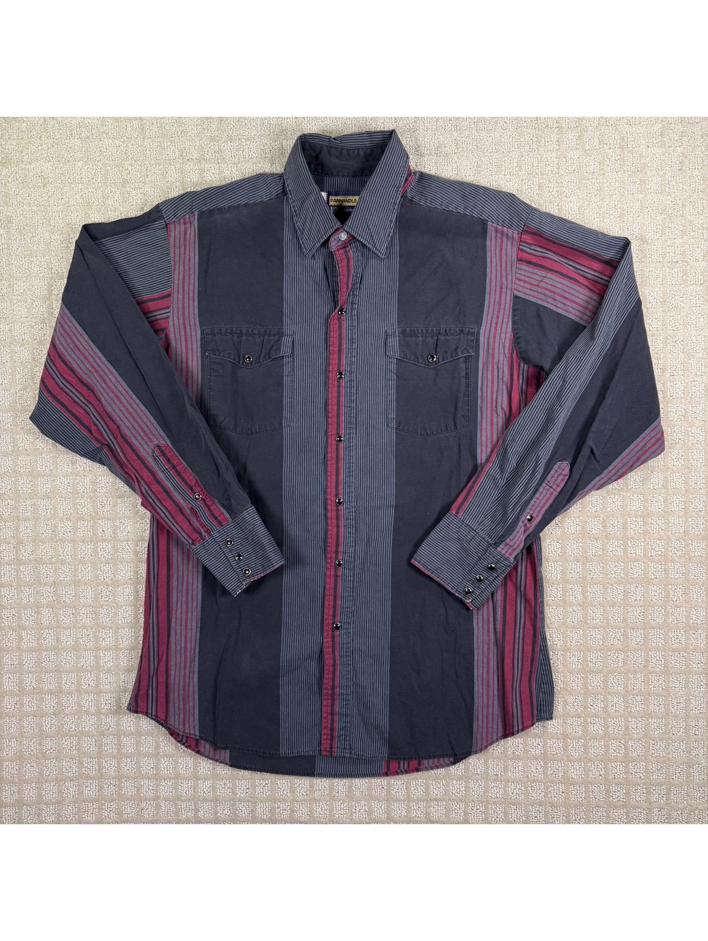Panhandle Slim gray and red striped western shirt L